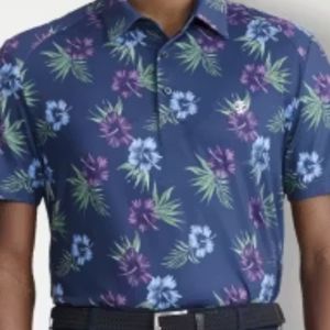 Izod Trick Shot Printed Fashion Polo Shirt, Hawaiian Style, Men's XXL